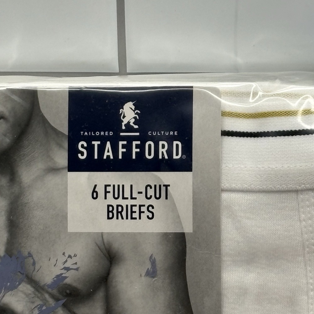 Stafford Underwear For Men White Full Cut Briefs Sz 32 Six Pair New Cotton Comfy - Picture 2 of 6
